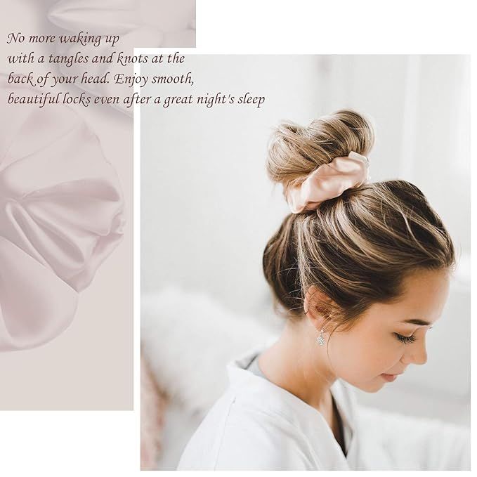Silk Sleep Hair Scrunchies for Women or Girls Hair Accessories - Frizz & Breakage Prevention, Ela... | Amazon (US)