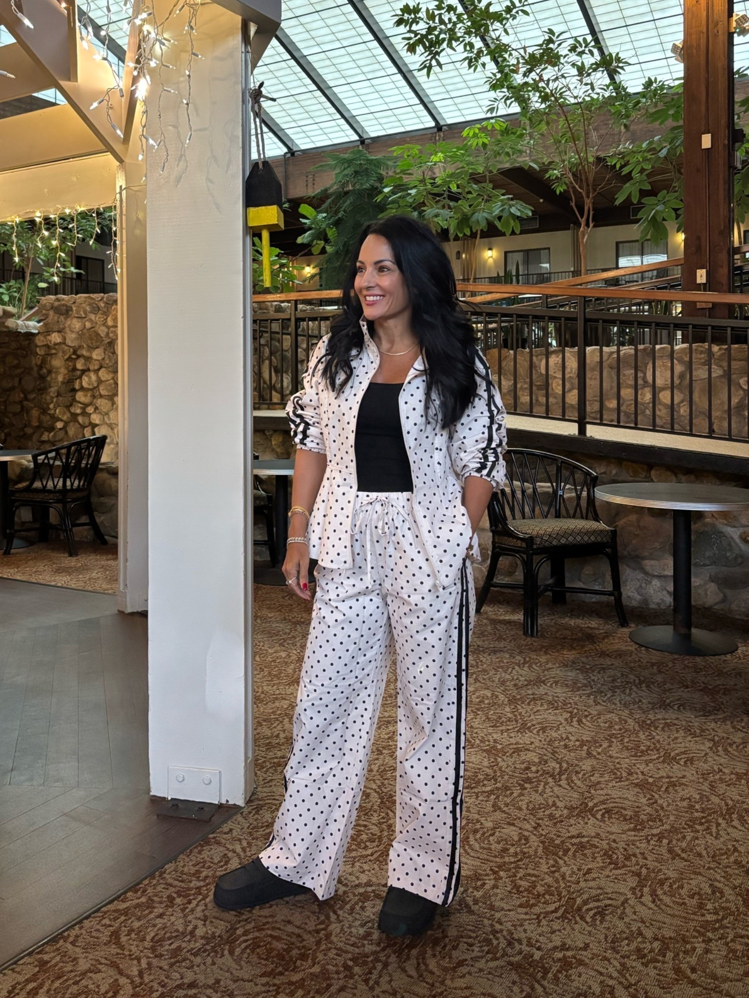 Polkadot tracksuit from Amazon ￼

#LTKOver40 #LTKootd #LTKSeasonal