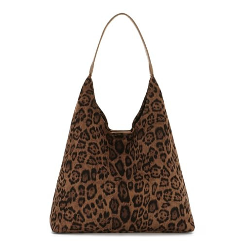 LUI SUI Leopard Hobo Purse Bag, Large Leopard Tote Bag for Women, Everyday Cheetah Purse Handbag | Amazon (US)
