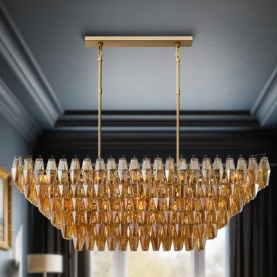 Layered Gold Crystal Chandelier – Multiple Sizes, Adjustable Hanging, E12 Bulbs Included, Elegant Dining & Living Room Lighting | Wayfair North America