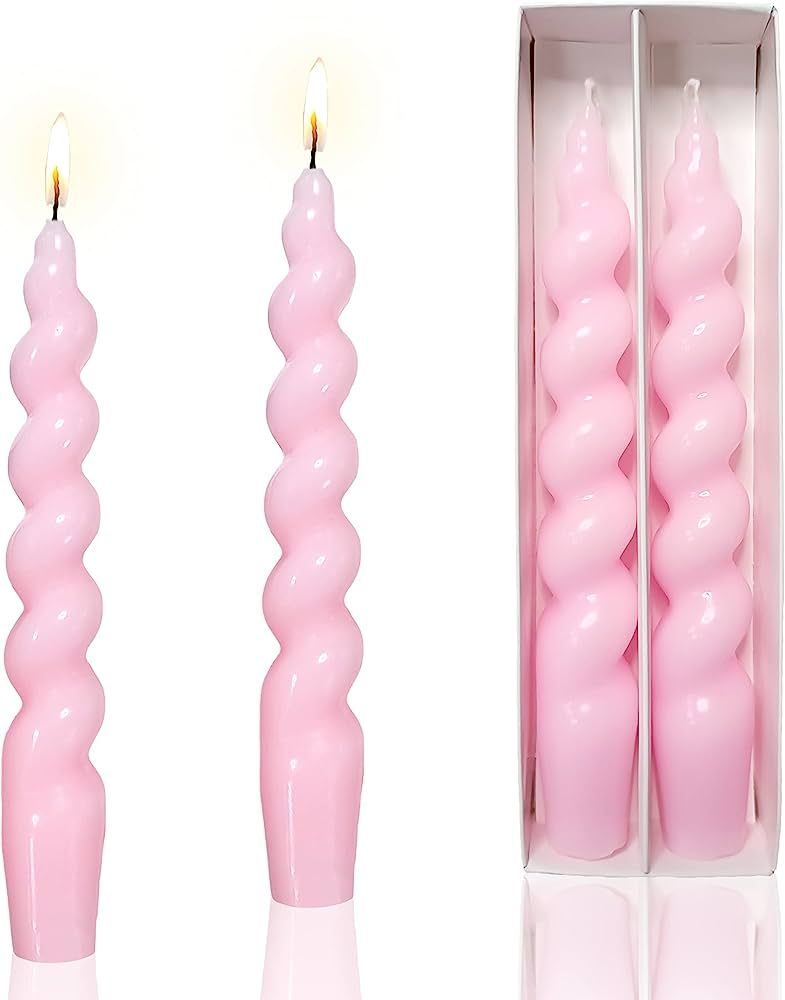 Spiral Taper Candles Stick Pink Twisted Candles H 7.5inch Wax Unscented Pink Dinner Candle Driple... | Amazon (US)