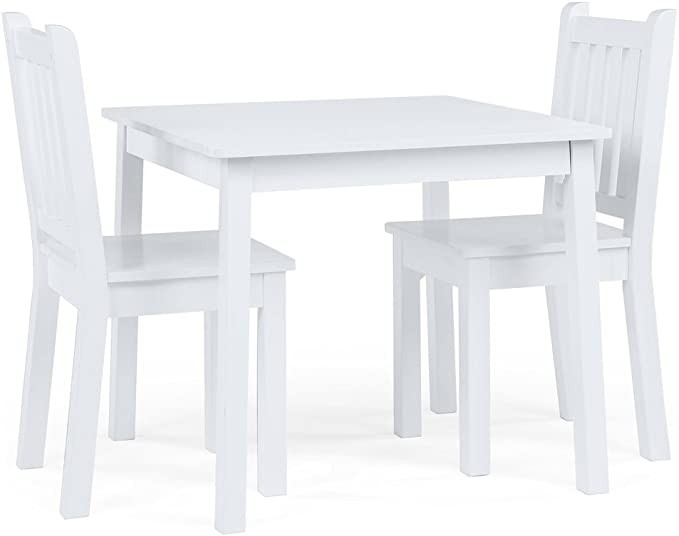 Humble Crew, White Kids Wood Square Table and 2 Chairs Set | Amazon (US)
