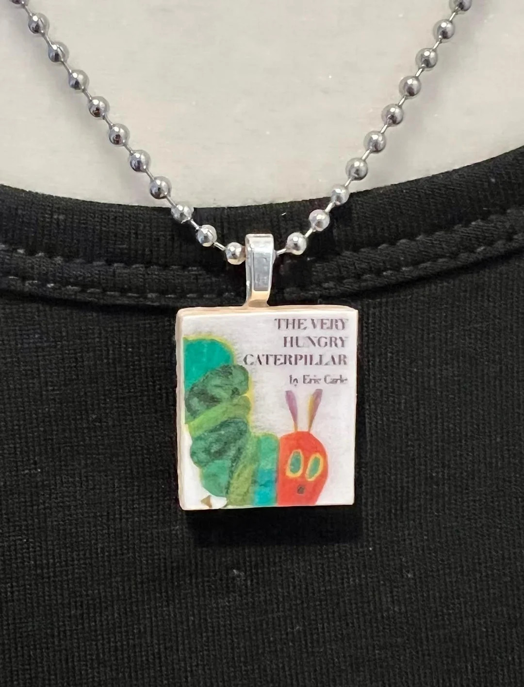 Bookish Scrabble Tile Necklace Inspired by the Very Hungry Caterpillar - Etsy | Etsy (US)