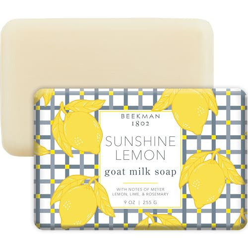 Beekman 1802 Goat Milk Body Soap Bar, Sunshine Lemon - Scented - 9 oz - Nourishes, Moisturizes & Hydrates - 100% Vegetable Soap with Lactic Acid - Good for Sensitive Skin - Cruelty Free | Amazon (US)