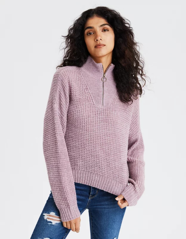 AE Quarter Zip Pullover Sweater | American Eagle Outfitters (US & CA)