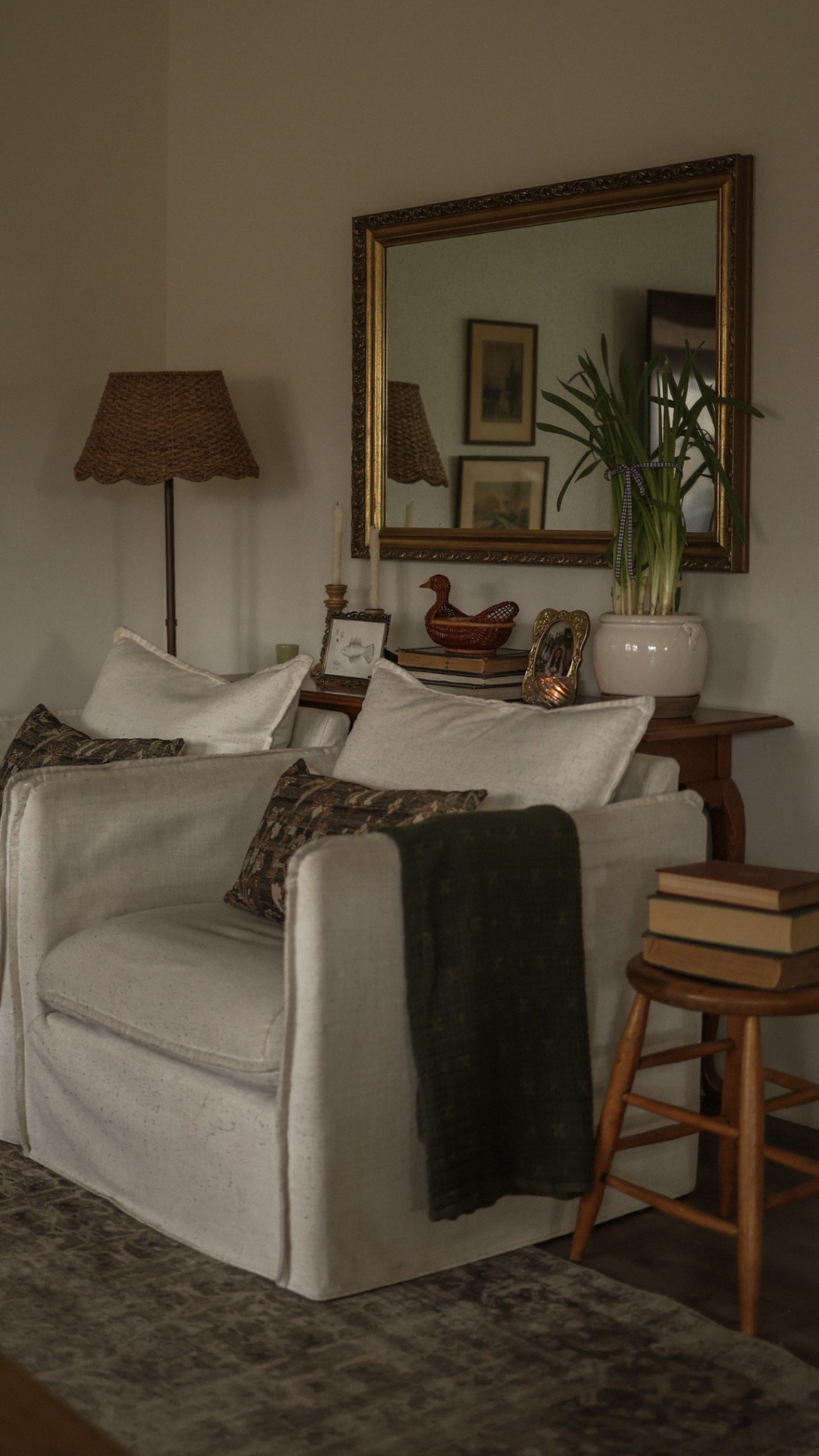 Family room links, rattan scalloped lamp shade

#LTKHome