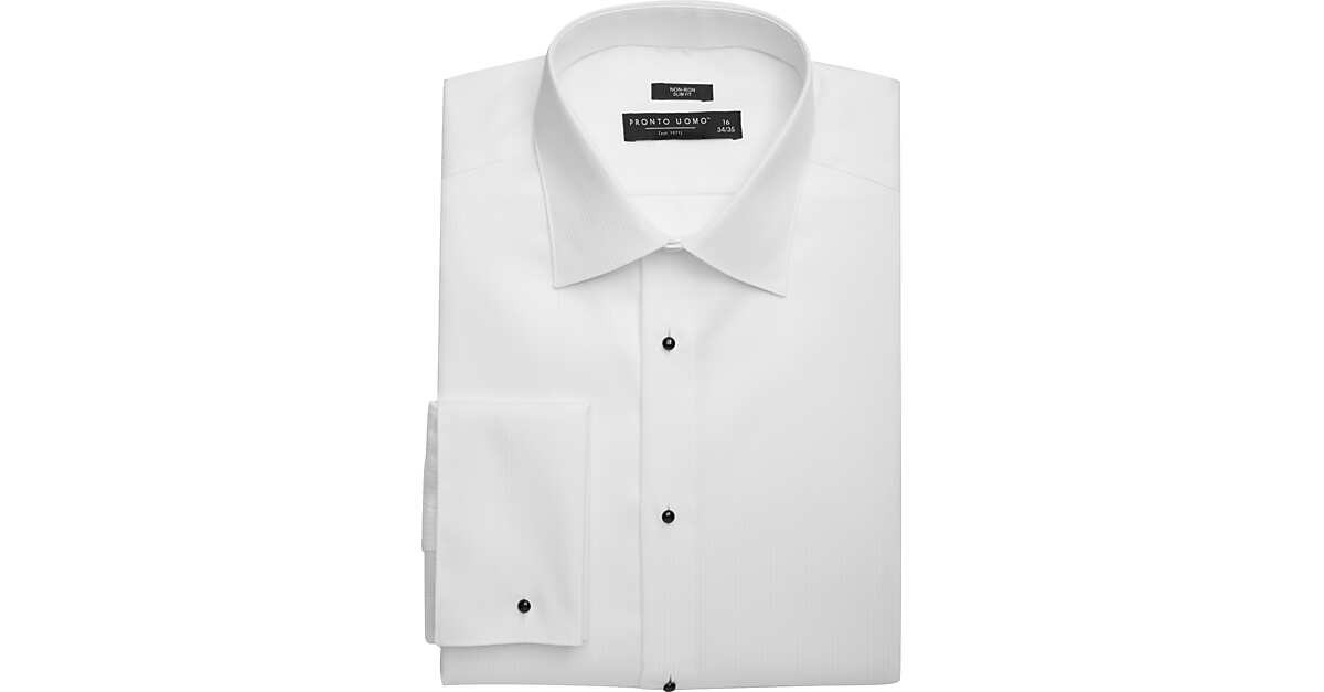 Pronto Uomo Slim Fit French Cuff Tuxedo Formal Shirt, White | The Men's Wearhouse