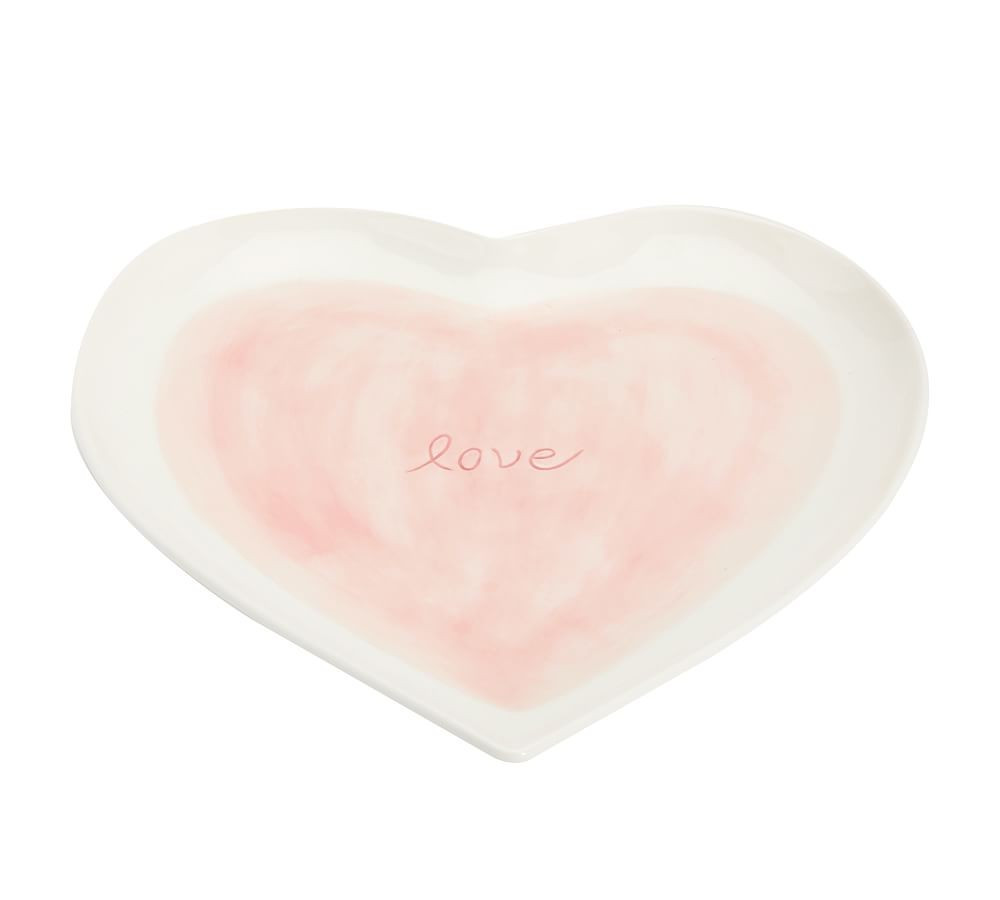 Watercolor Heart Shaped Stoneware Serving Platter | Pottery Barn (US)
