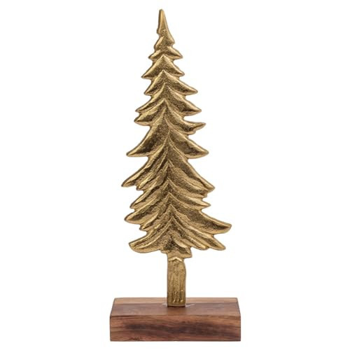 Boston International Christmas Tree for Tabletop Mantel Shelf Winter Holiday Decorations for Home, Large, Gilded Gold Spruce Tree on Wood Base | Amazon (US)