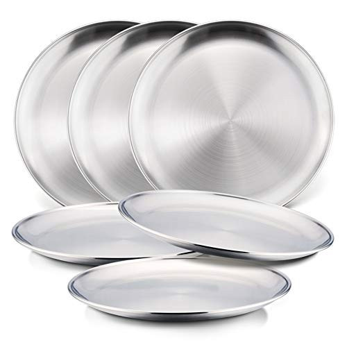 HaWare 6-Piece 18/8 Stainless Steel Plates, Metal 304 Dinner Dishes for Kids Toddlers Children, 8 Inch Feeding Serving Camping Plates, Reusable and Dishwasher Safe | Amazon (US)