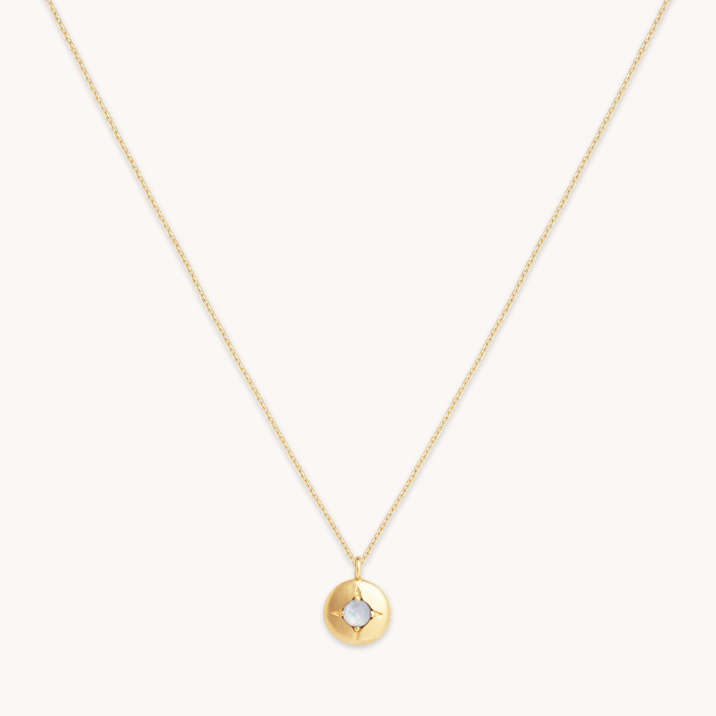 June Moonstone Birthstone Necklace in Solid Gold | Astrid & Miyu UK