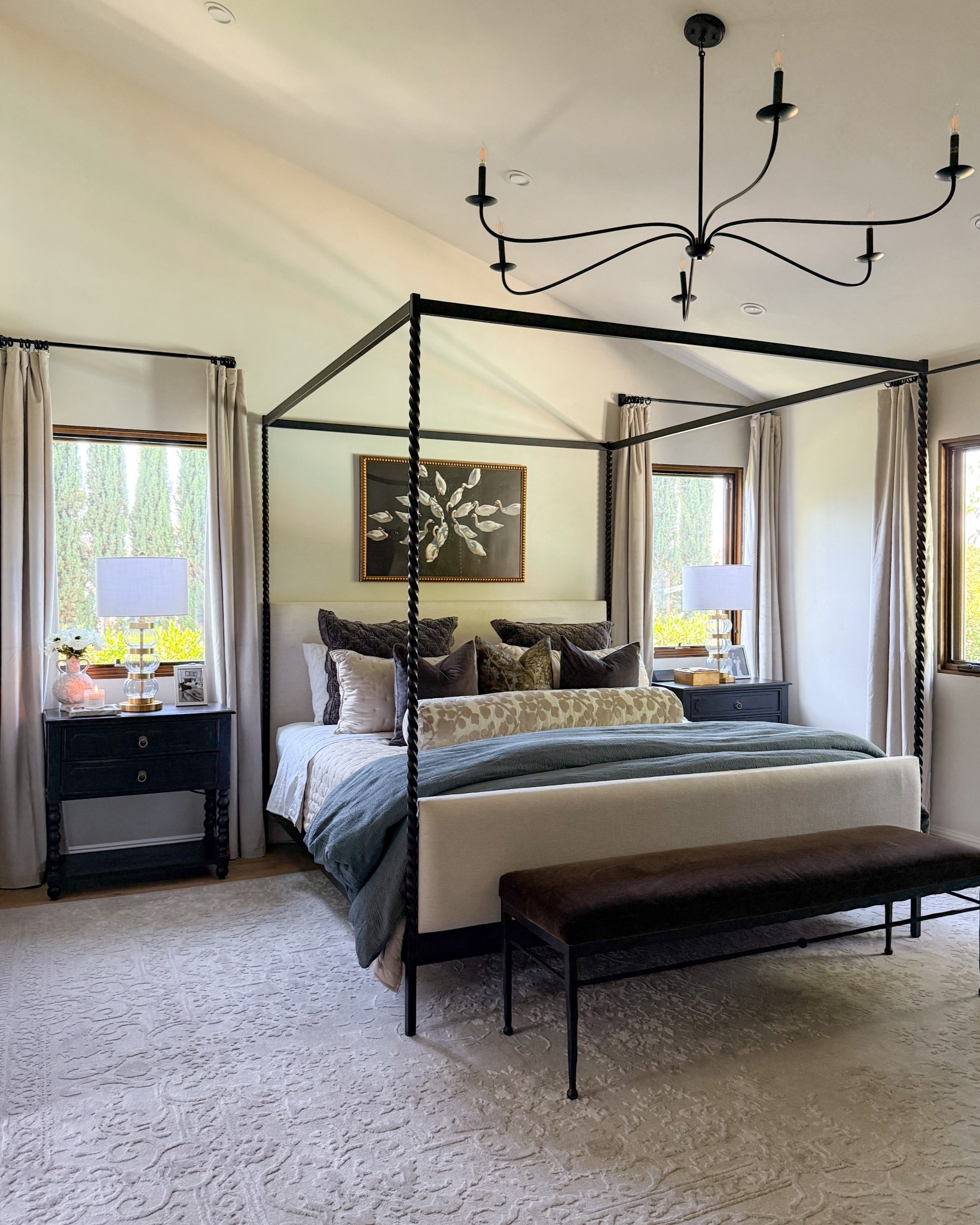 Primary bedroom views 🤍

Canopy bed, bedding, blue, neutral rug, bedroom chandelier, curtains, art, nightstands, lamps

#LTKSaleAlert #LTKHome #LTKStyleTip