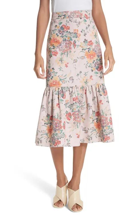 Rebecca Taylor Marlena Ruffled Floral Skirt | Nordstrom