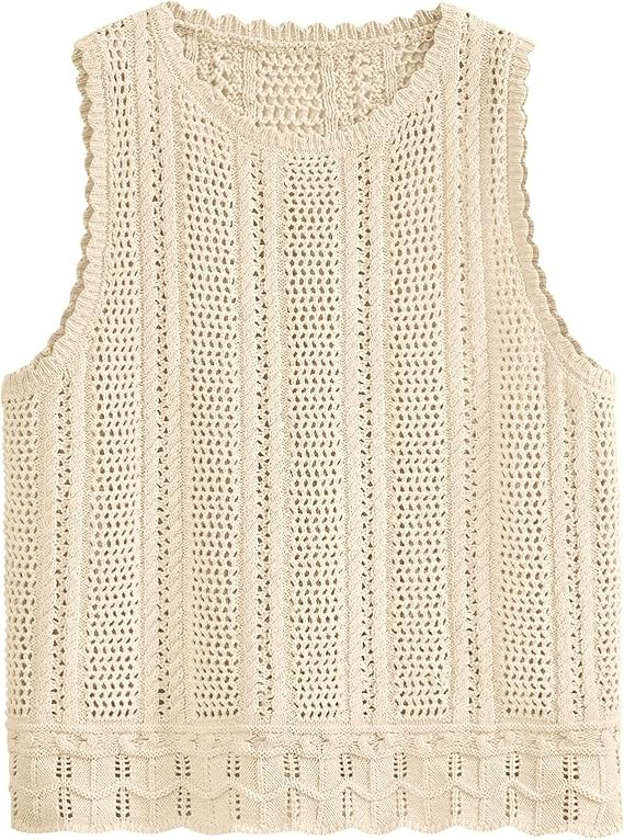KIRUNDO Beach Vacation Clothes for Women Spring Summer Crochet Sweater Vest Tank Tops Cover Ups R... | Amazon (US)