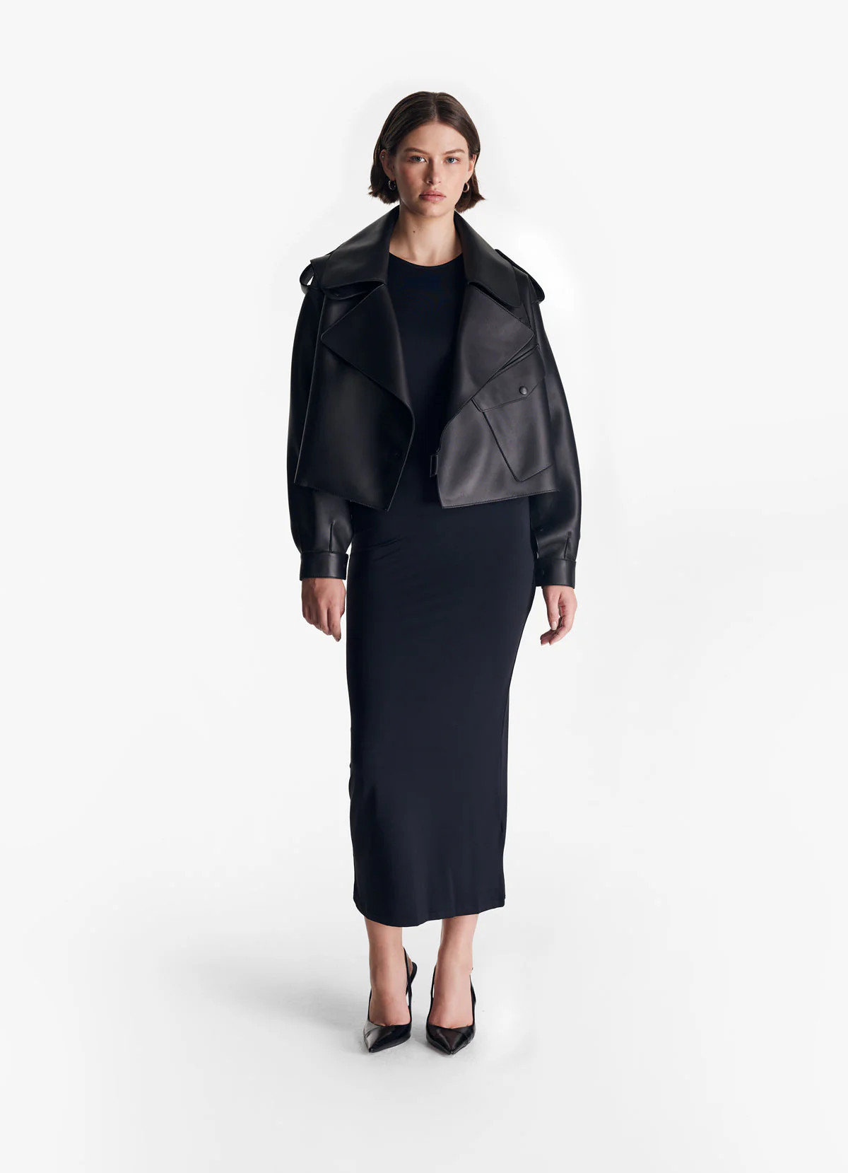 Classic Black Oversized Leather Jacket | DE SAVARY LONDON