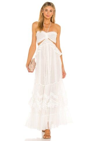 ROCOCO SAND Ame Maxi Dress in Off White Dot from Revolve.com | Revolve Clothing (Global)