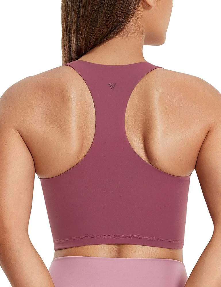 VANTONIA Crop Top with Built in Bra Backless Yoga Workout Tank Top Cute Longline Sports Bras for ... | Amazon (US)