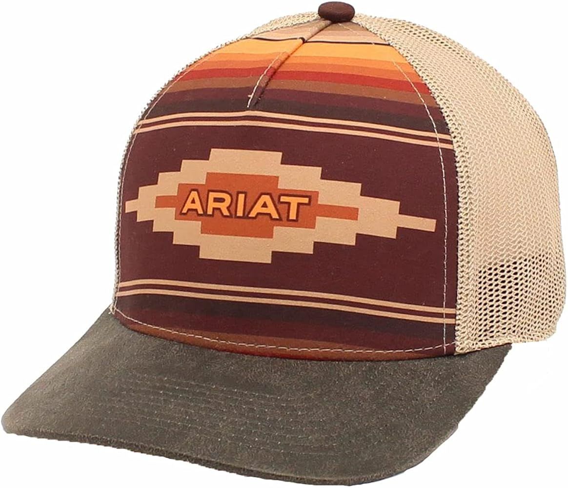 ARIAT Ladies Snap Back Aztec Logo Hat, Tan | Amazon (US)