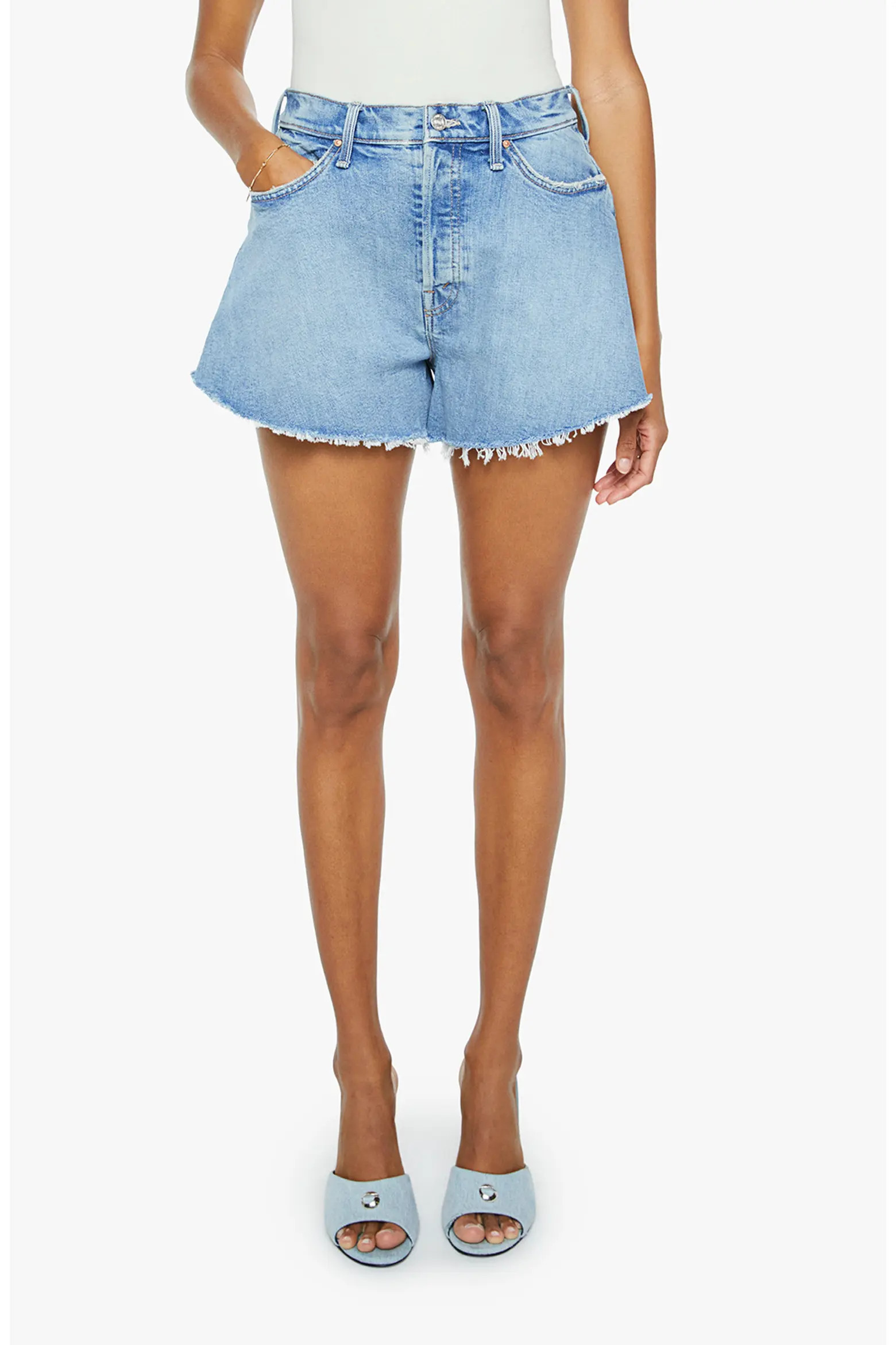 MOTHER The Flutter Fray Hem Denim Shorts (Women) | Nordstrom | Nordstrom