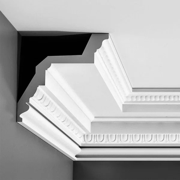 High Density Polyurethane, Primed White 7 5/8" H x 78" W x 7 5/8" D Crown | Wayfair Professional