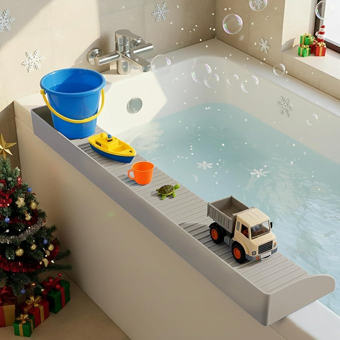 Roslim Bathtub Splash Guard for Kids - Silicone Bath Splash Guard Shelf, Large Bath Toy Tray Hold... | Amazon (US)