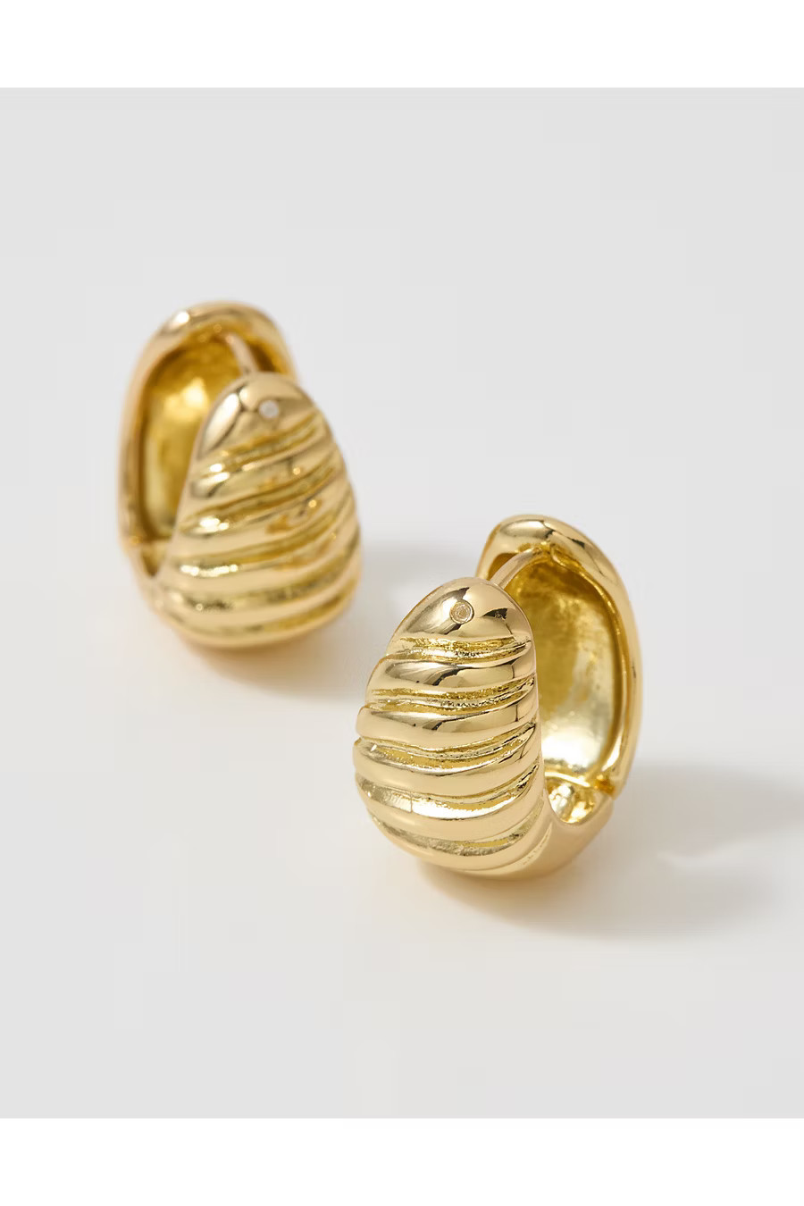 Aerie Half Dome Hoop Earrings Women's Gold One Size | Aerie