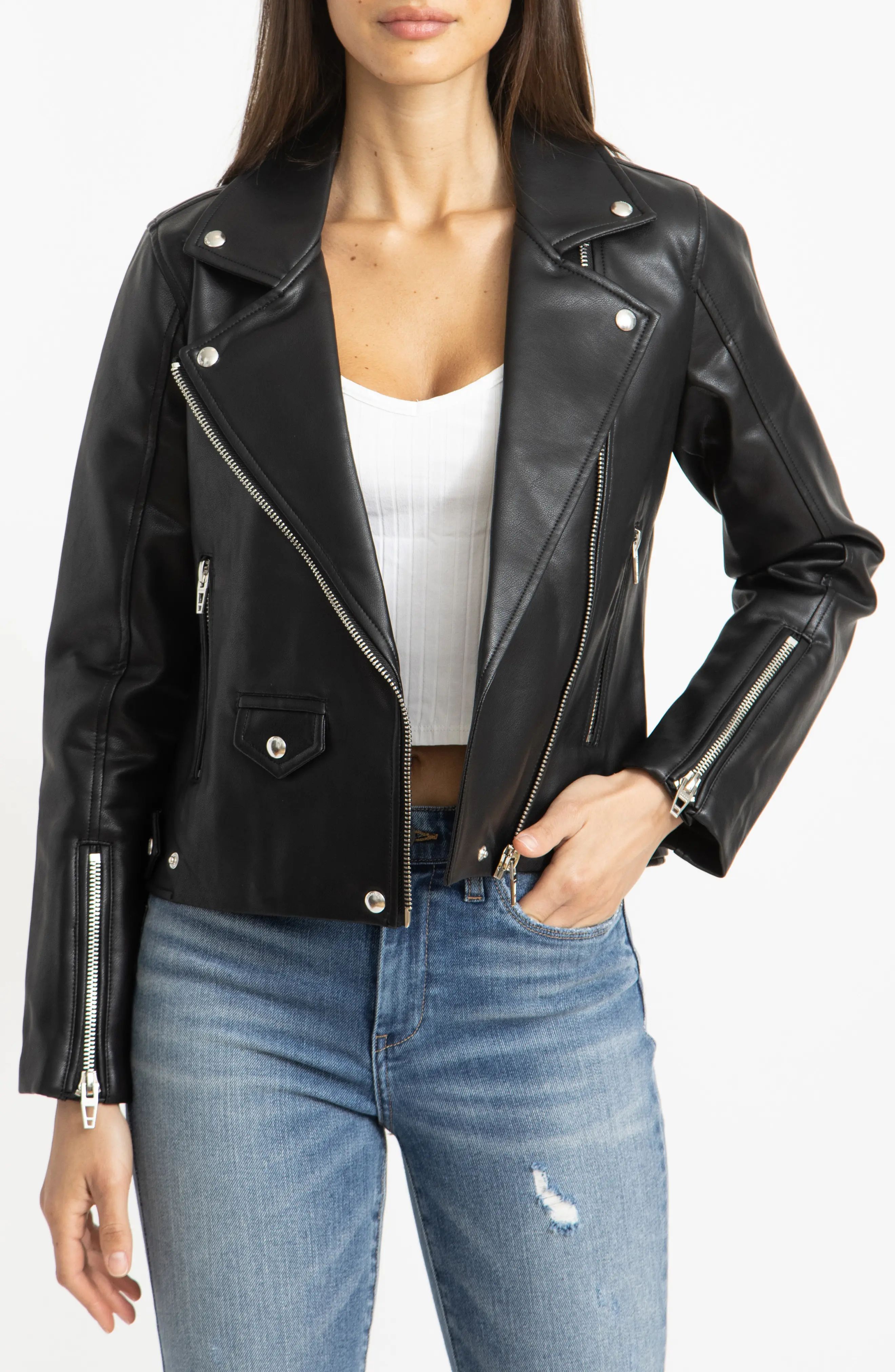 BLANKNYC Faux Leather Moto Jacket, Size Large in Aim High at Nordstrom | Nordstrom