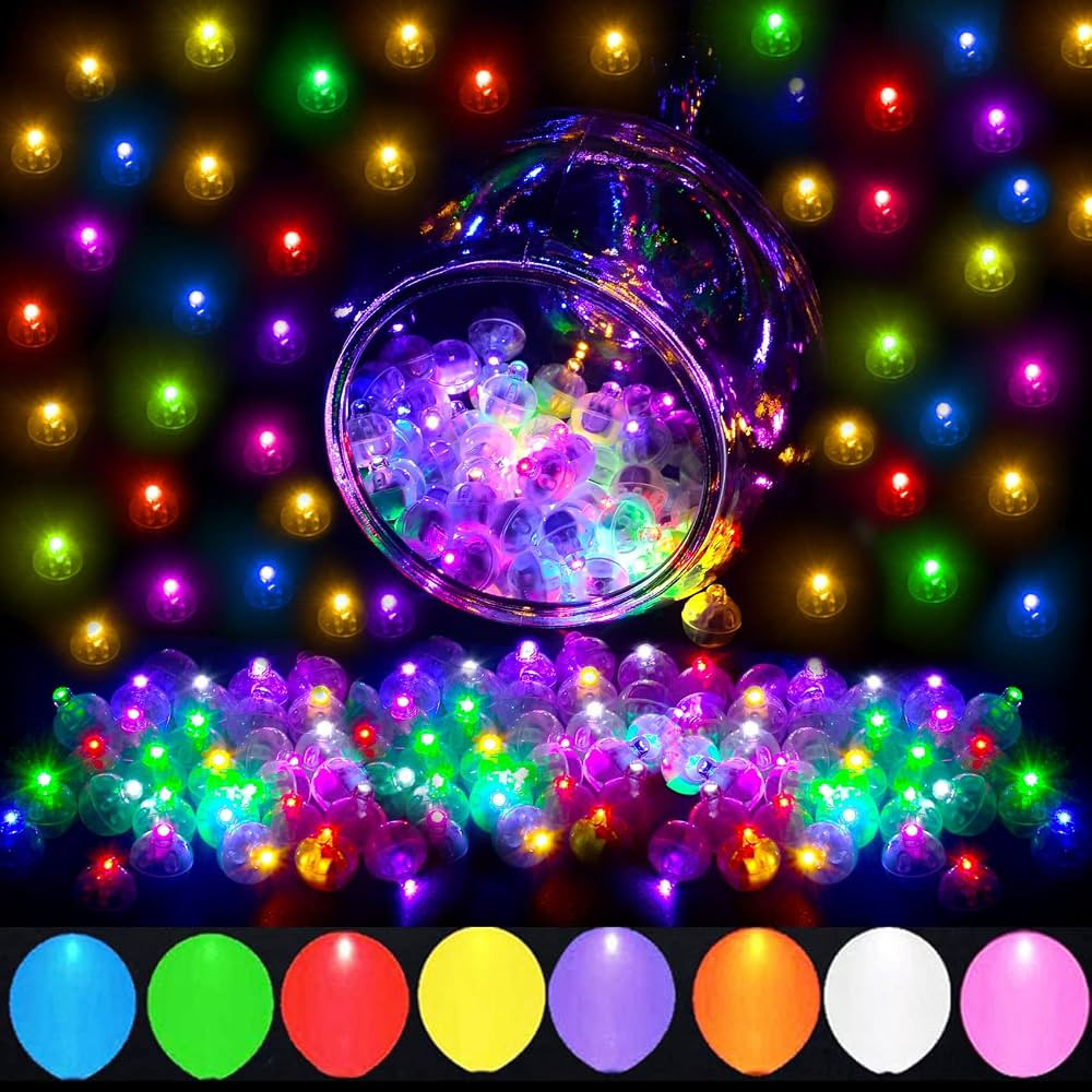 JJGoo 100Pcs Flash Balloon Lights, Waterproof Round Balls Light up for Balloon Paper Lantern East... | Amazon (US)