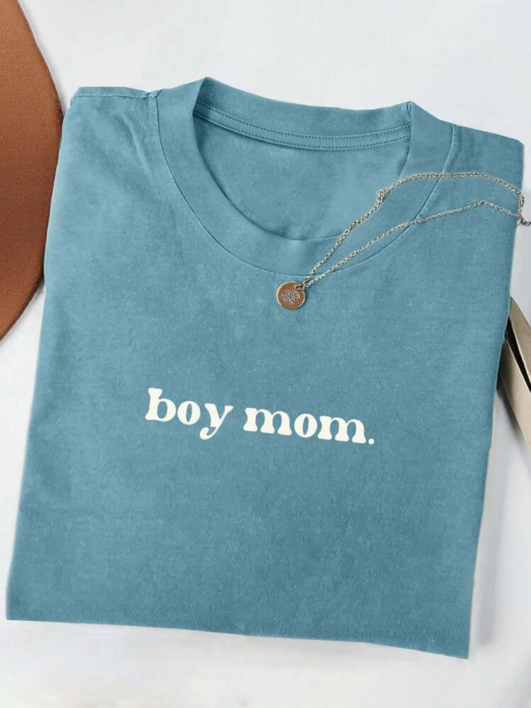 INAWLY Women's Letter Printed Short Sleeve Casual Round Neck Loose T-Shirt | SHEIN