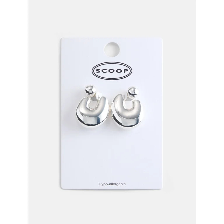 Scoop Women's Silver Tone Open Hoop Earrings, 1 Pair | Walmart (US)