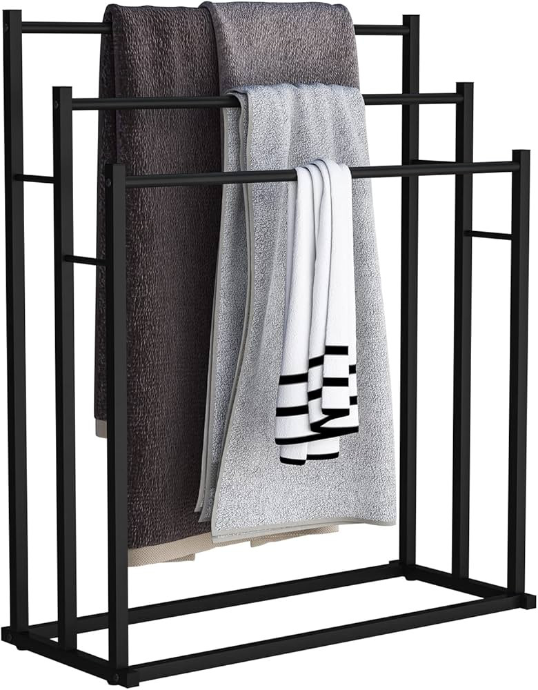 Honiter Towel Racks for Bathroom, 3 Tier Free Standing Towel Rack, Blanket Drying and Display Rac... | Amazon (US)