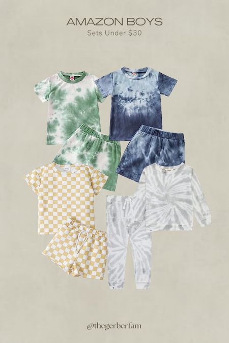 Amazon boys sets that are super easy to throw on without thought! These tie dye sets are so cute for summertime 🤍 

kids l toddler boys l toddler clothes l boys clothes l boys fashion 

#LTKkids