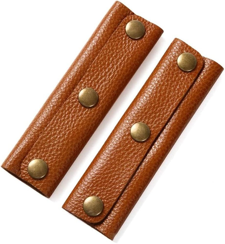 IUAQDP 2-Piece Leather Wrap Cover, Luggage Grip Protector with Brass Clasp, Soft Purse Strap Pad ... | Amazon (US)