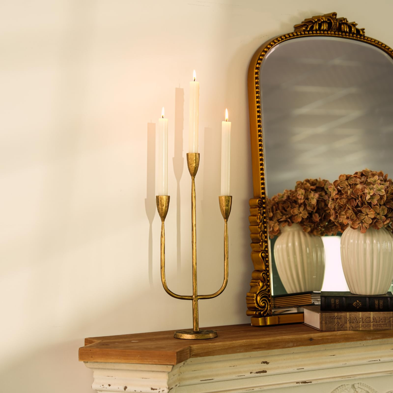 Romadedi Candelabra Brass Candlestick Holders: Gold Taper Candle Holders Metal Tall Vintage Candl... | Amazon (US)