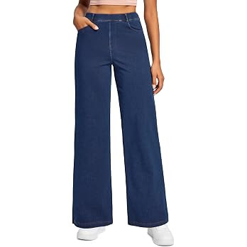 Ewedoos Wide Leg Jeans for Women Stretchy Sweatpant Jeans Women Pull On High Waisted Straight Wom... | Amazon (US)