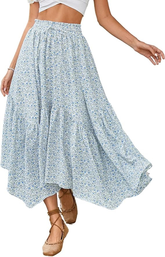 Scarlet Darkness Maxi Skirts for Women 2025 Summer Bohemian Floral Skirt Renaissance Skirt with P... | Amazon (US)