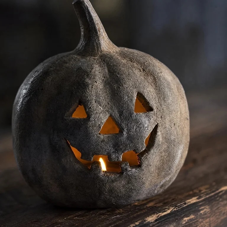Liamobondopolis Distressed Textured Resin LED Jack O Lantern Neutral Gray Pumpkin Light for Farmh... | Walmart (US)