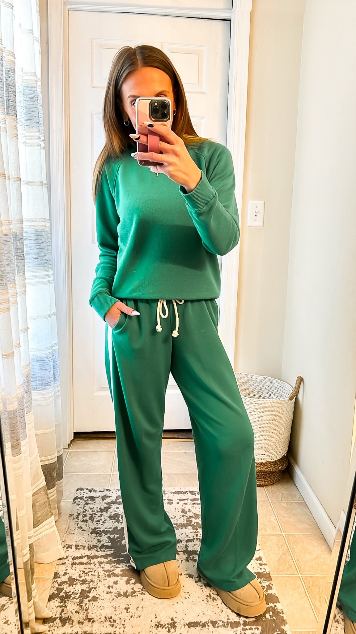 This lightweight French terry matching set is a gorgeous green and perfect for st Patrick’s day! Love the slouchy look! 
Size down one: wearing XS in both 

#LTKOver40 #LTKActive #LTKSeasonal