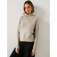 Mango Knitted High Neck Jumper - Beige | Very (UK)