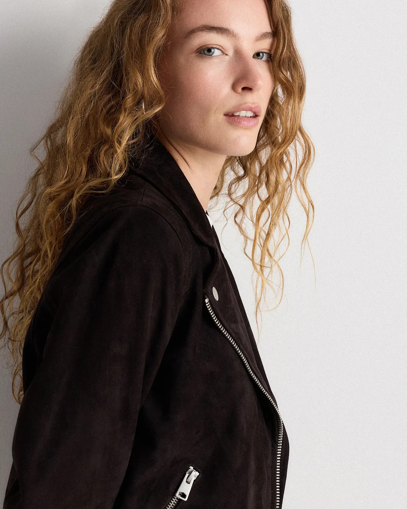 100% Suede Biker Jacket in Charcoal Black | Quince