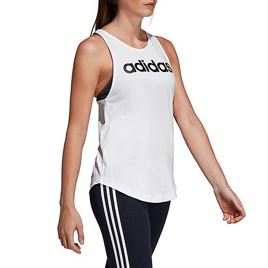 adidas Graphic Linear Tank Womens Round Neck Sleeveless Tank Top | JCPenney