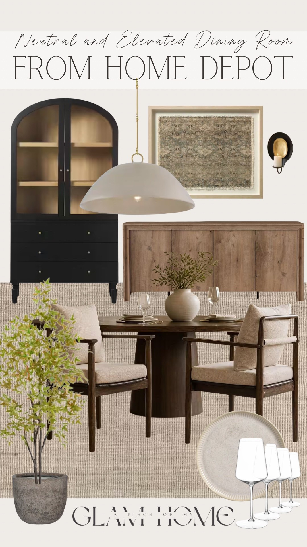 Home Depot, Home Depot home, Home Depot finds, Home Depot decor, Home Depot furniture, Home Depot dining room, dining room decor, dining room ideas, dining room inspiration, neutral dining room, warm neutral home, organic modern dining room, timeless dining room, classic dining room, cozy dining room, elegant dining room, dining table, dining chairs, dining room lighting, dining room chandelier, dining room rug, dining room styling, neutral home decor, warm home decor, elevated home decor, natural textures, cozy home, home decor finds, home renovation, home styling, hosting essentials