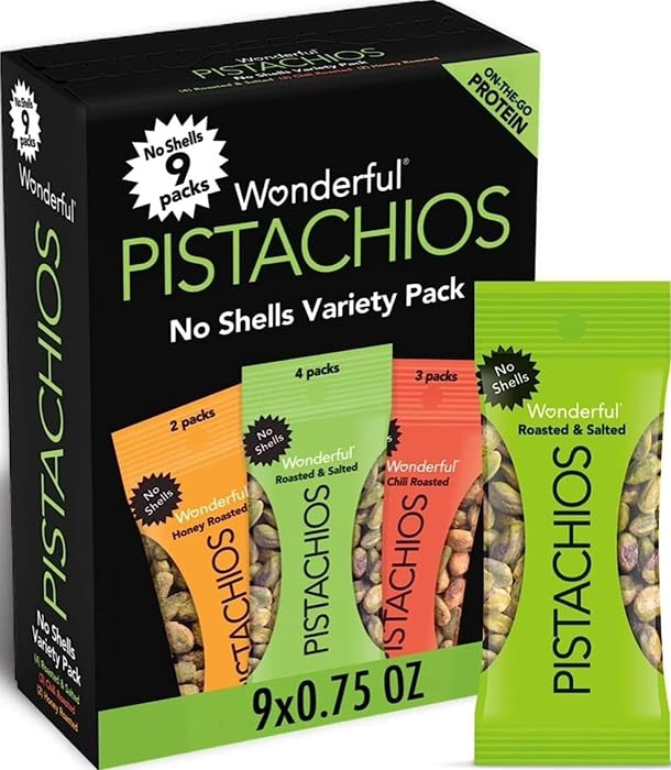 Wonderful Pistachios No Shells, 3 Flavors Mixed Variety Pack of 9 (0.75 Ounce), Roasted & Salted ... | Amazon (US)