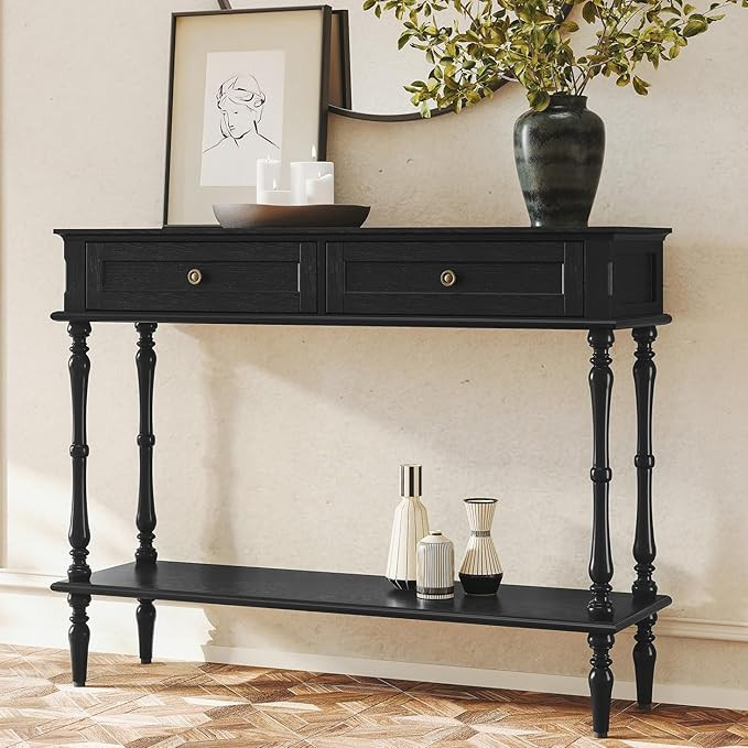 ARTPOWER Console Table for Entryway with 2 Drawers-Minimal Assembly,Black Retro Entryway Table wi... | Amazon (US)