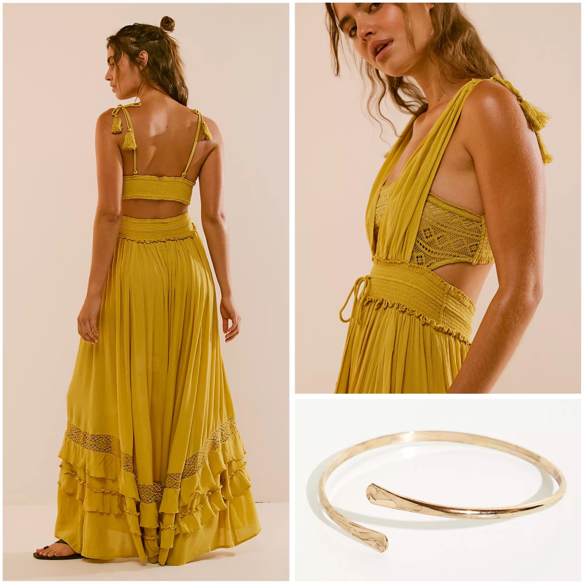 Spring Fashion. This mossy gold maxi dress is also available in 7 more colors. Pretty for spring or vacation and maybe even a wedding guest dress to a beach wedding! Paired it with an arm band. 

#LTKOver40 #LTKStyleTip #LTKFestival