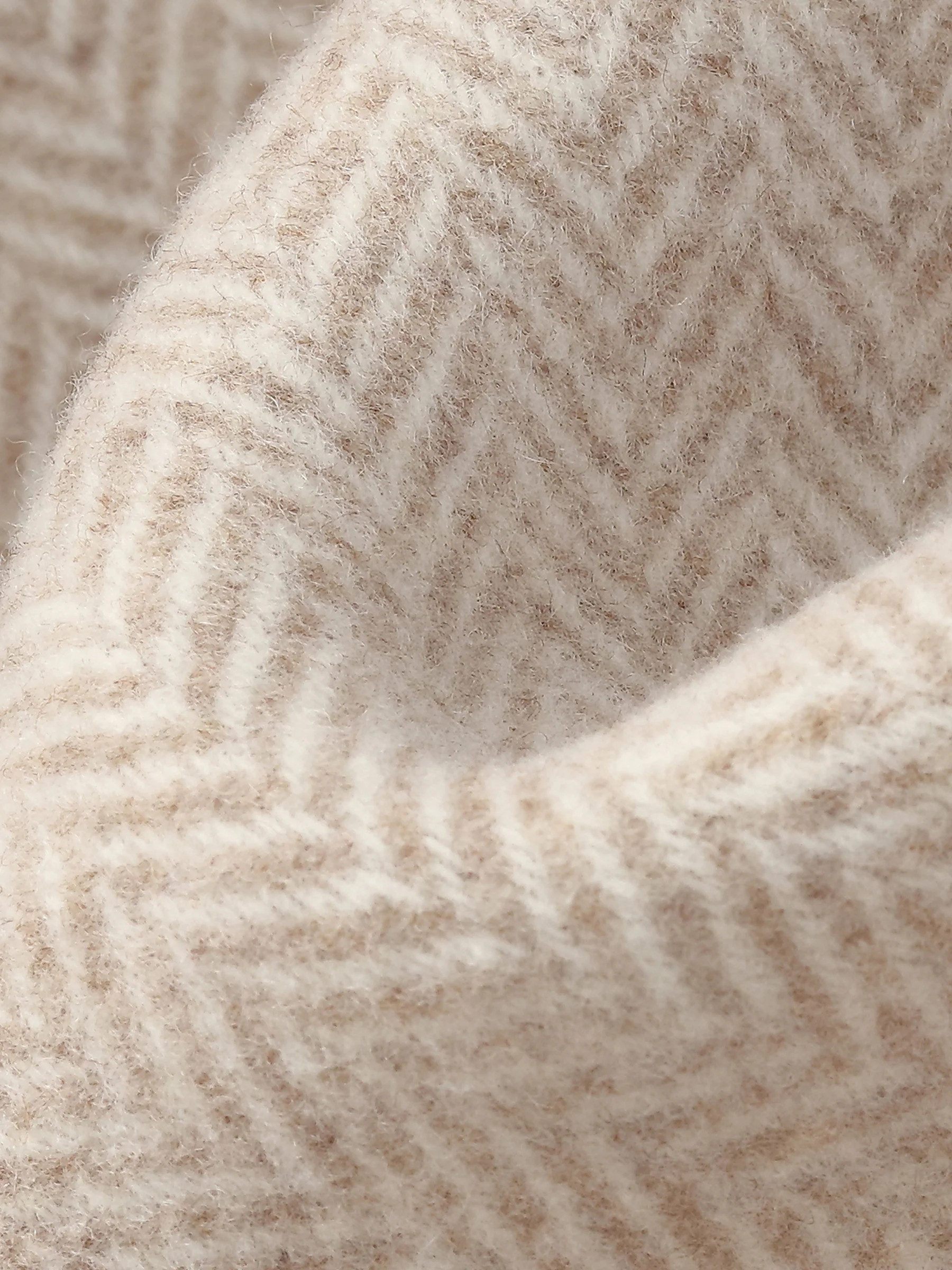 Cashmere Wool Blend Herringbone Women Overcoat | GOELIA