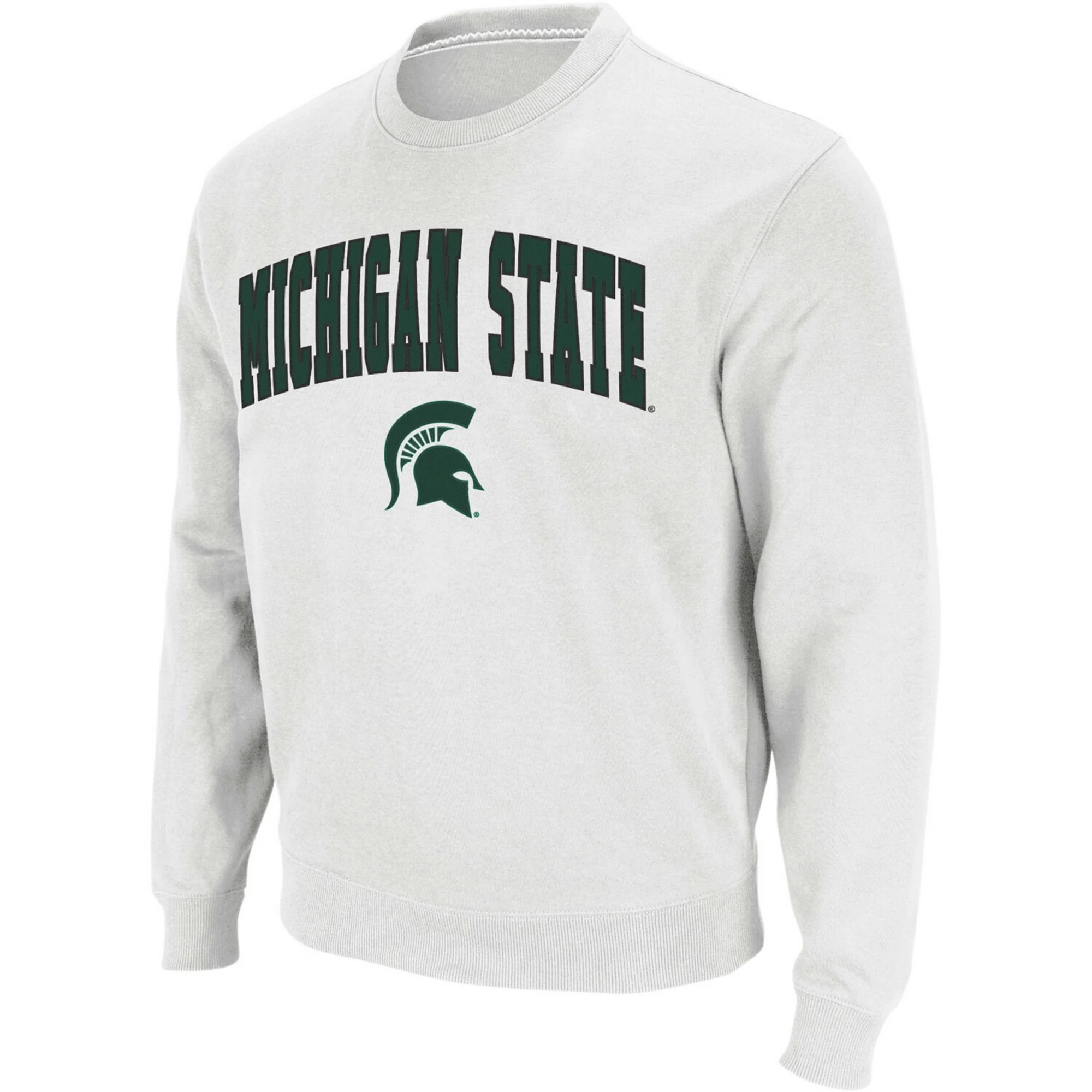 Men's Colosseum White Michigan State Spartans Arch & Logo Crew Neck Sweatshirt | Kohl's