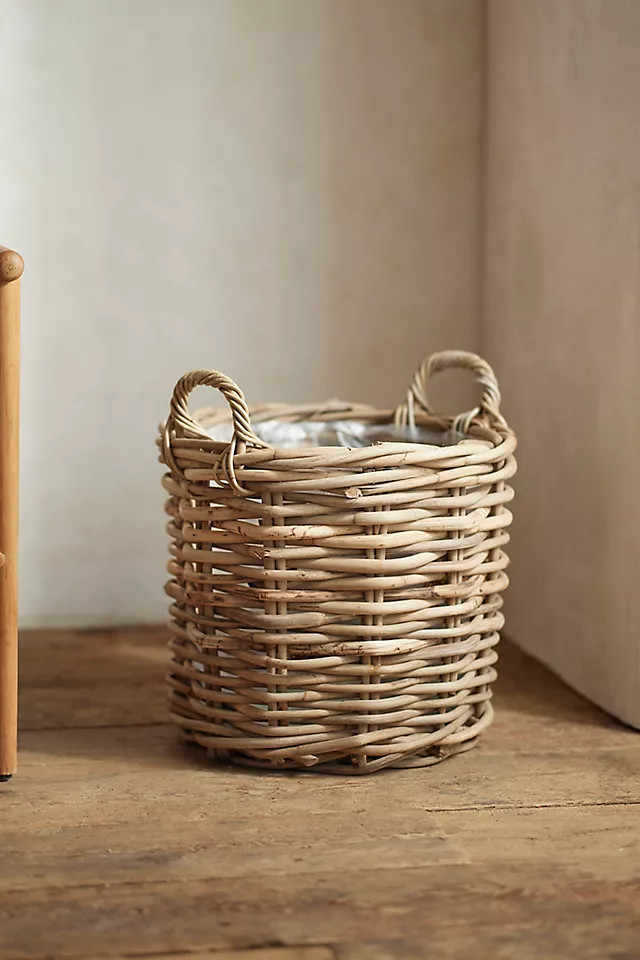 Rattan Cylinder Basket Planter | Anthropologie (US)