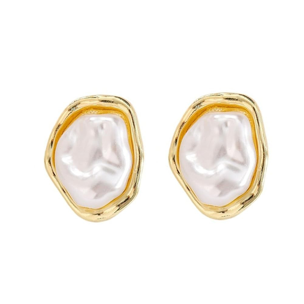 Baroque Pearl Earrings - 14k Gold Baroque Stud Earrings - Handmade Irregular Pearl Earrings - Hyp... | Amazon (US)