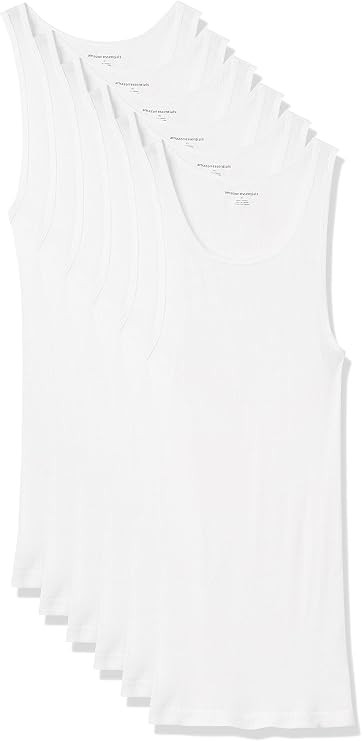 Amazon Essentials Men's Lightweight Breathable Cotton Slim Fit Tank Undershirts, Pack of 6 | Amazon (US)